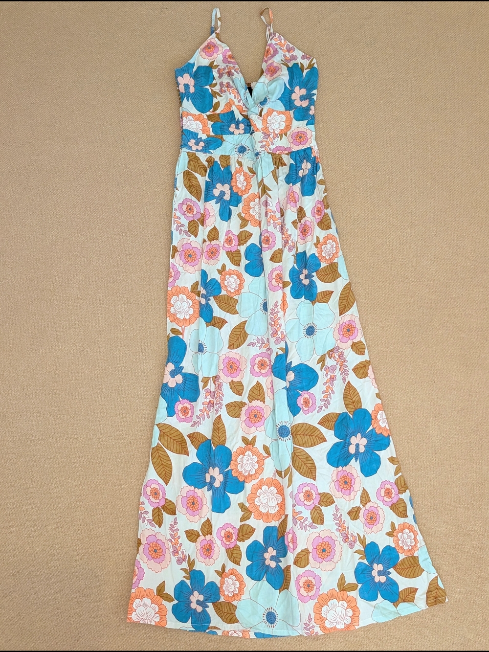 Angie Retro Floral Patterned Sleeveless Maxi Dress Rayon